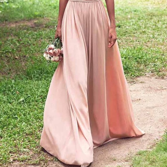 NWT A-line Sweetheart Sleeveless Floor-Length Chiffon Bridesmaid Dress - Picture 4 of 5